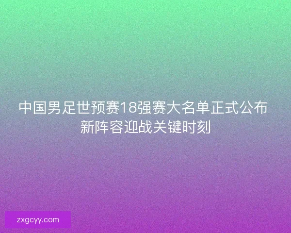 中国男足世预赛18强赛大名单正式公布 新阵容迎战关键时刻